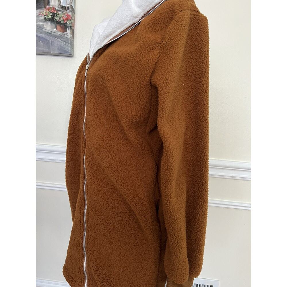 Forgotten Grace Hooded Soft Fuzzy Zip Up Jacket size XL brown color A003025 - Picture 3 of 9